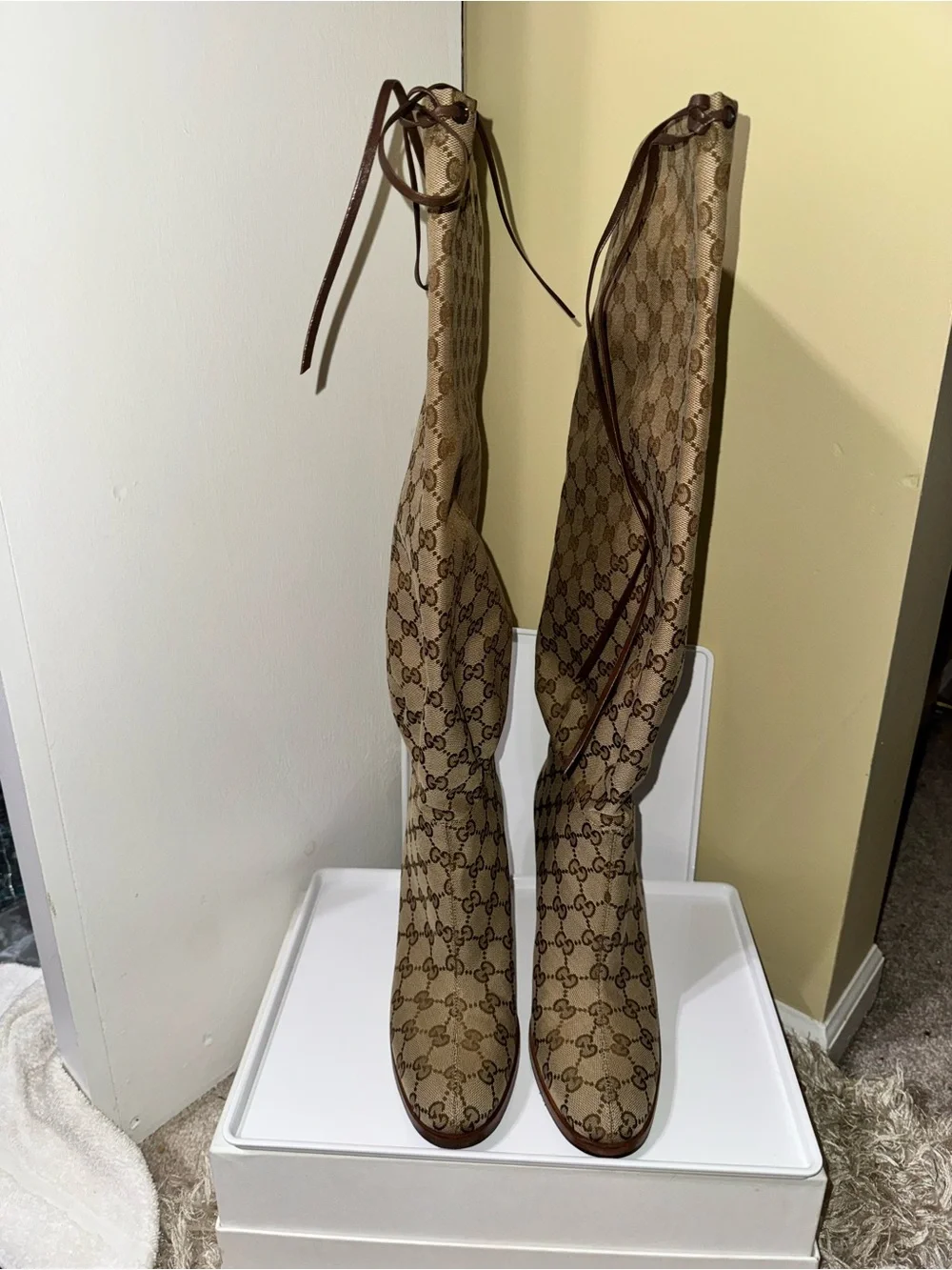 Gucci GG Monogram Canvas Over- the- Knee Boots